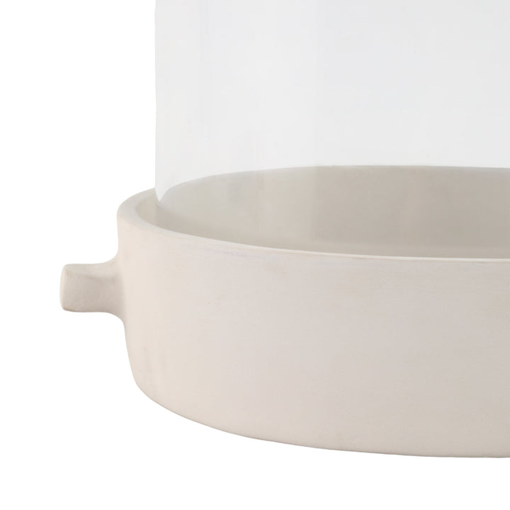 13x13" Terracotta Hurricane Pillar Holder, White