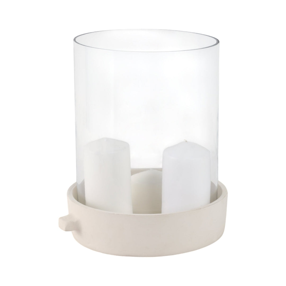 13x13" Terracotta Hurricane Pillar Holder, White