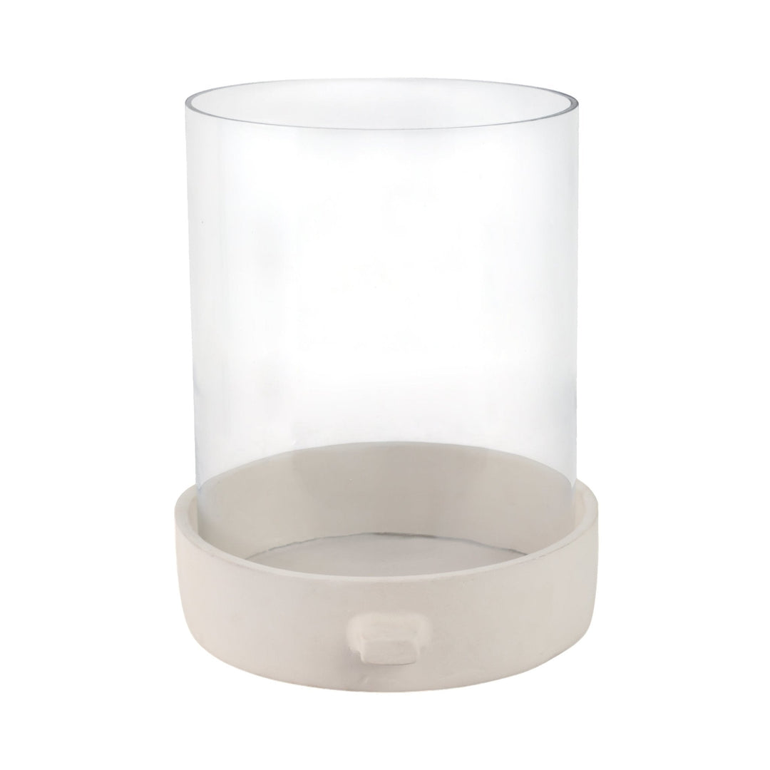 13x13" Terracotta Hurricane Pillar Holder, White