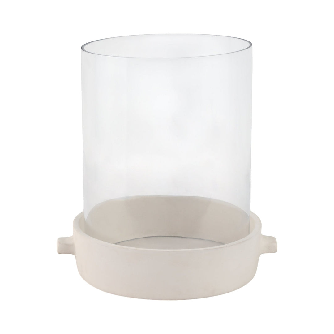 13x13" Terracotta Hurricane Pillar Holder, White