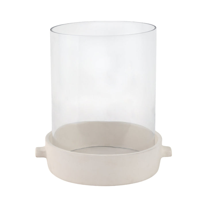 13x13" Terracotta Hurricane Pillar Holder, White