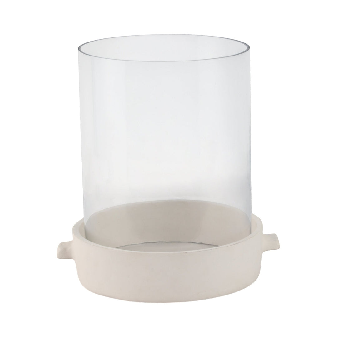 13x13" Terracotta Hurricane Pillar Holder, White