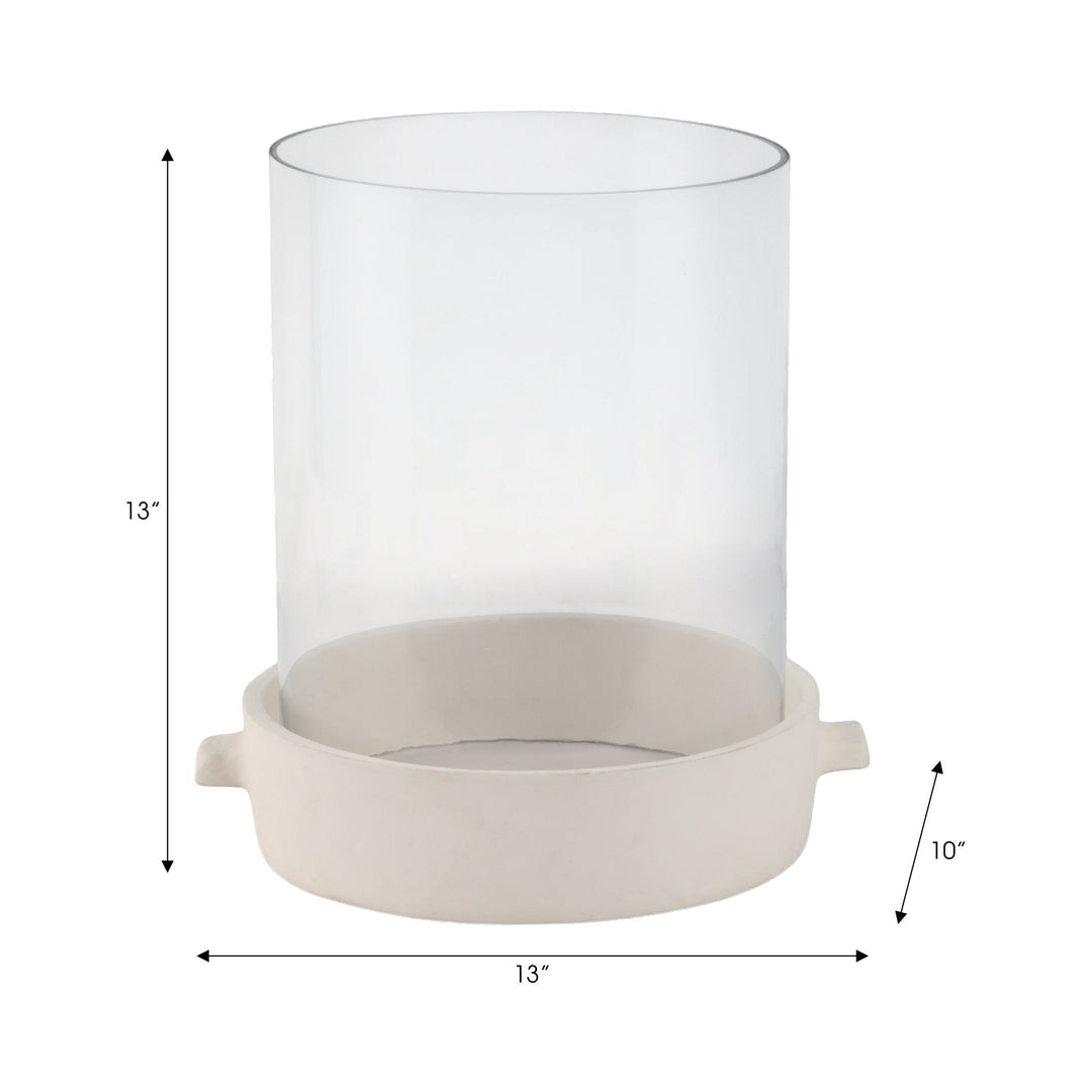 13x13" Terracotta Hurricane Pillar Holder, White