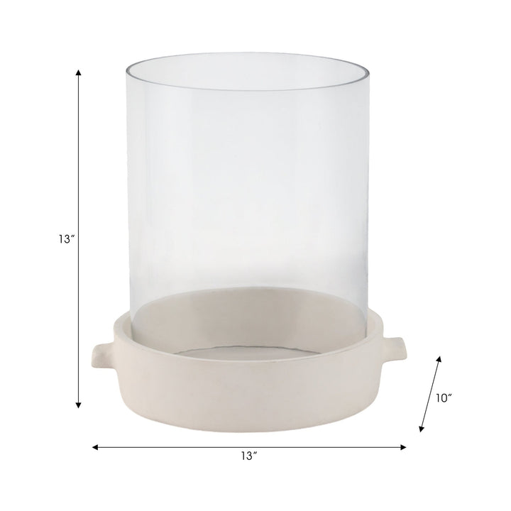 13x13" Terracotta Hurricane Pillar Holder, White