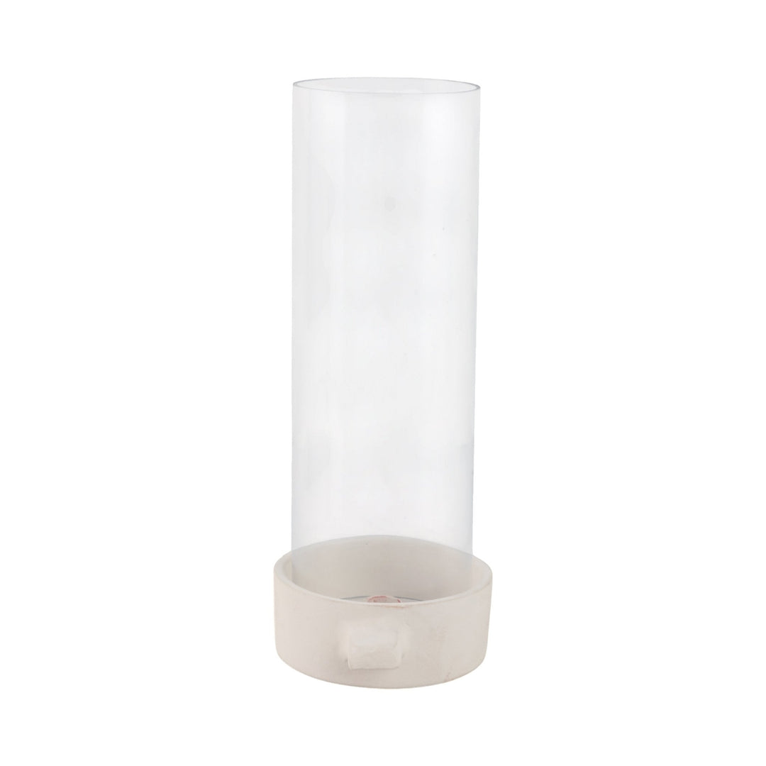13x7" Terracotta Hurricane Taper Holder, White