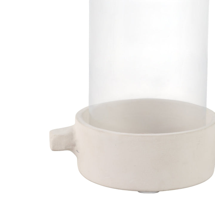 13x7" Terracotta Hurricane Taper Holder, White
