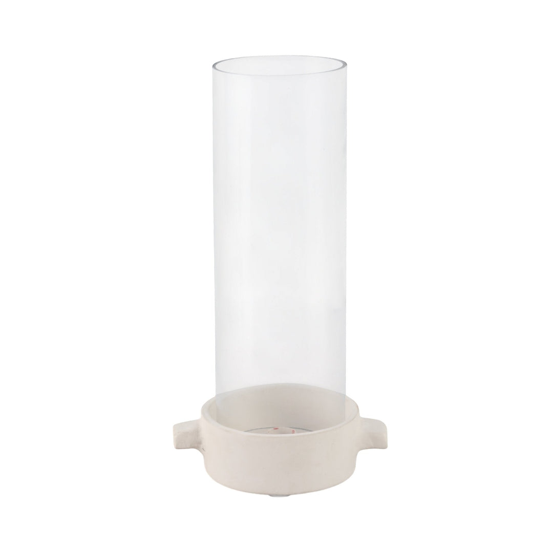 13x7" Terracotta Hurricane Taper Holder, White