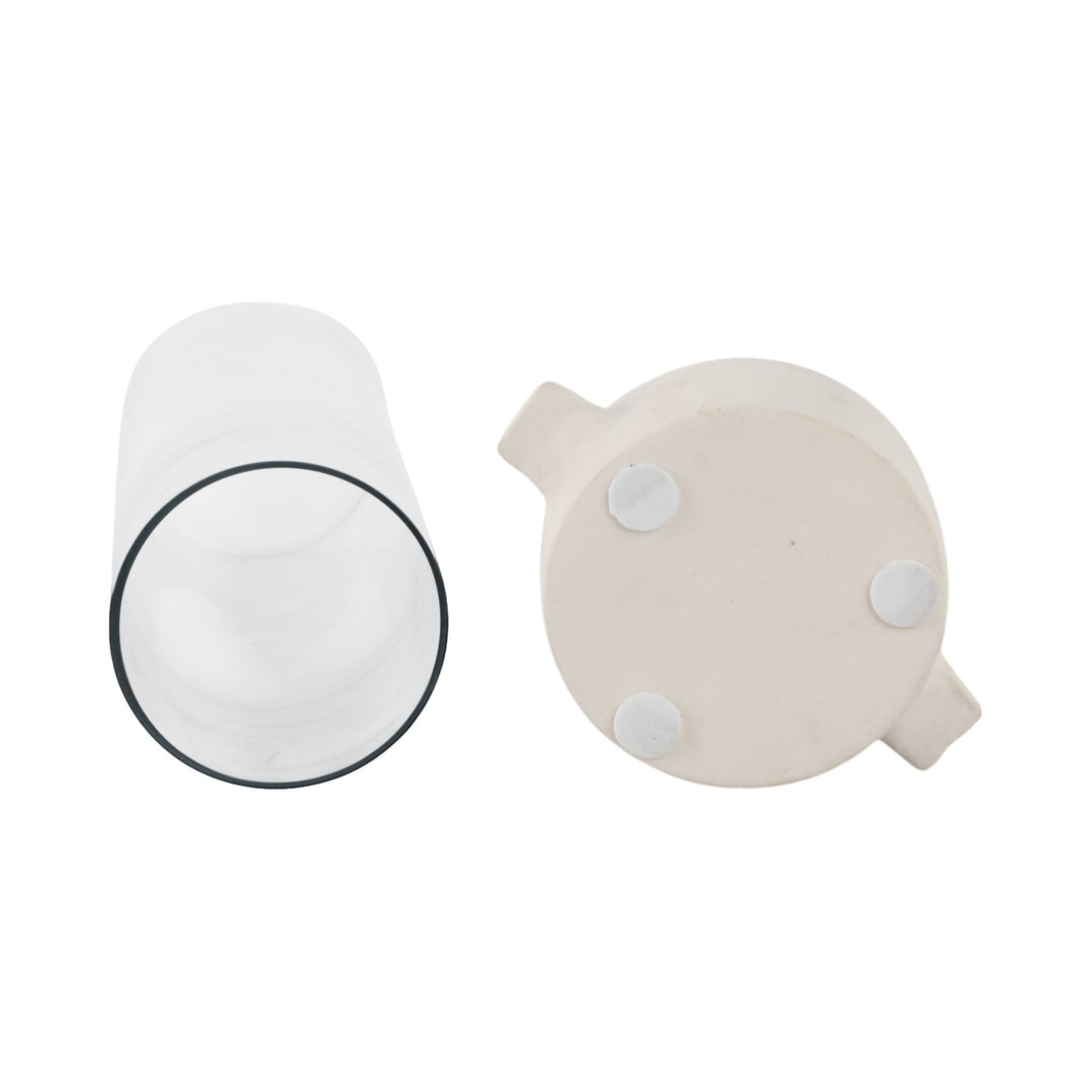 13x7" Terracotta Hurricane Taper Holder, White