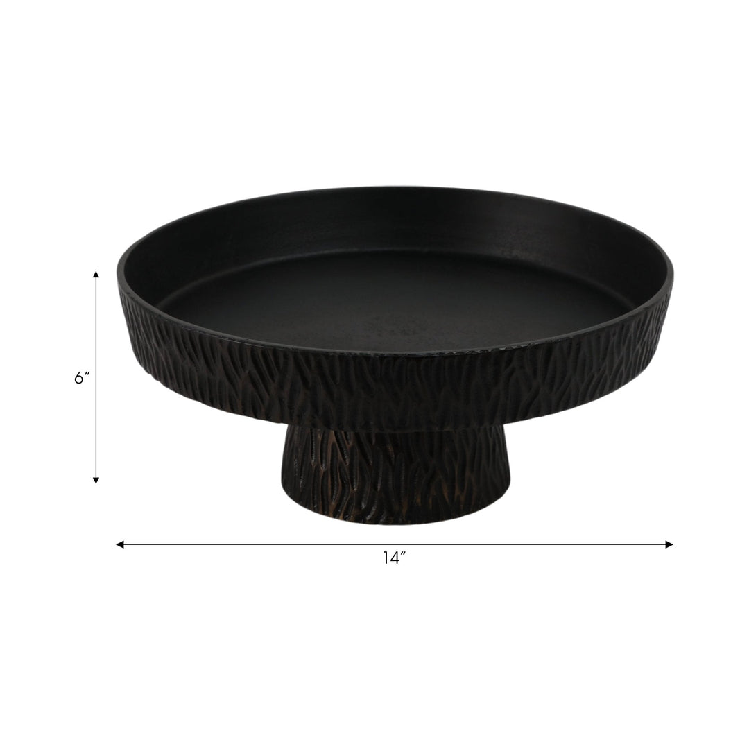 14" Cali Metal Pedestal Tray, Black