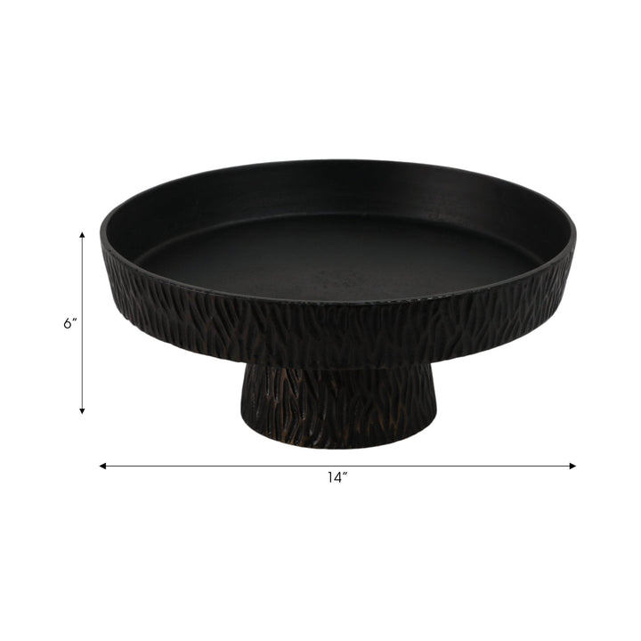 14" Cali Metal Pedestal Tray, Black