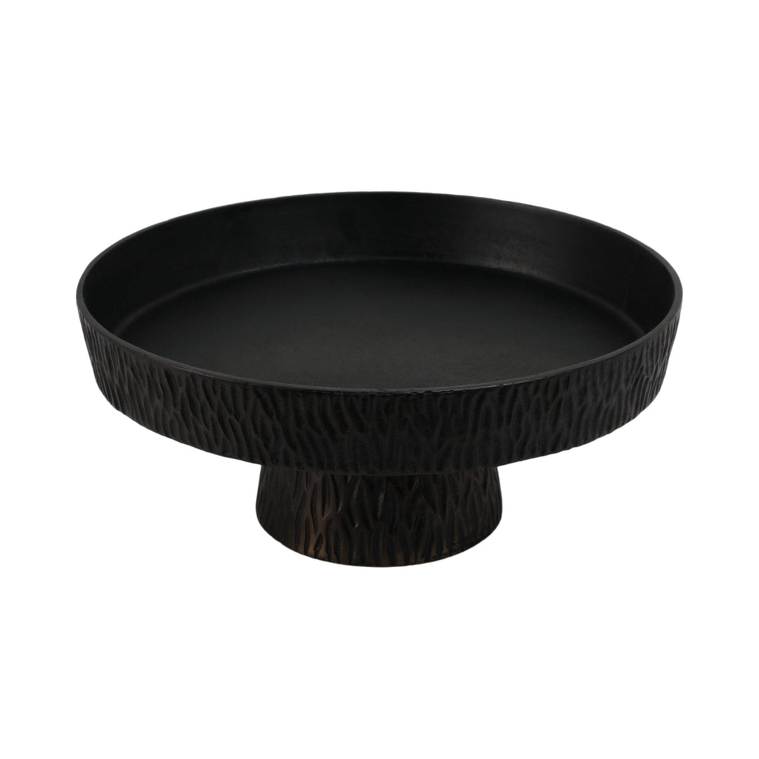 14" Cali Metal Pedestal Tray, Black