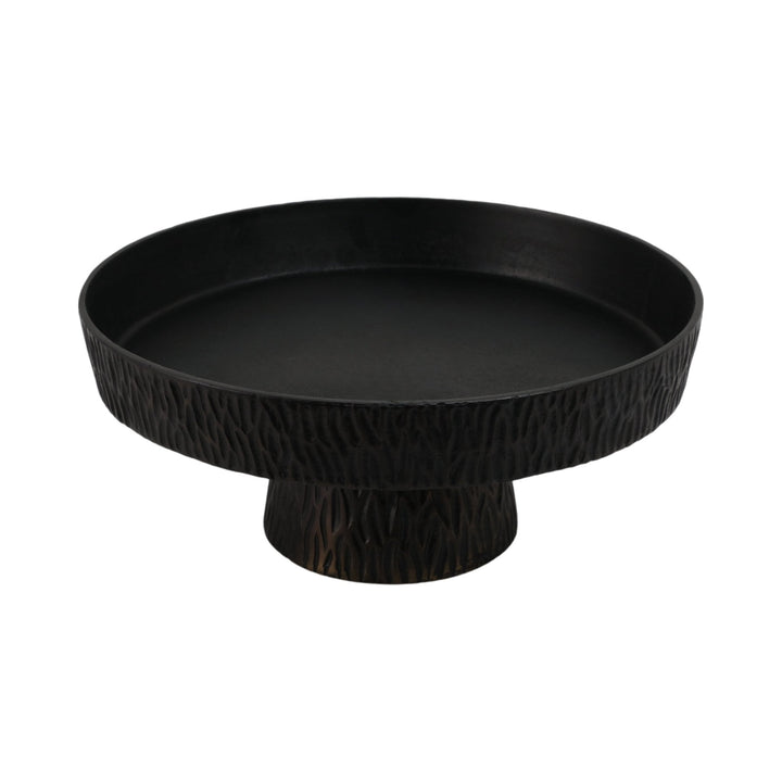 14" Cali Metal Pedestal Tray, Black