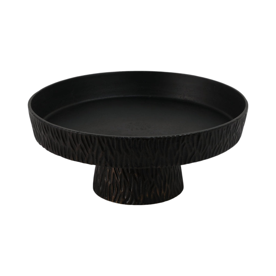 14" Cali Metal Pedestal Tray, Black