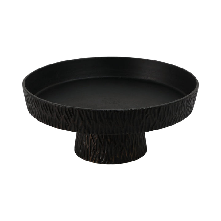14" Cali Metal Pedestal Tray, Black