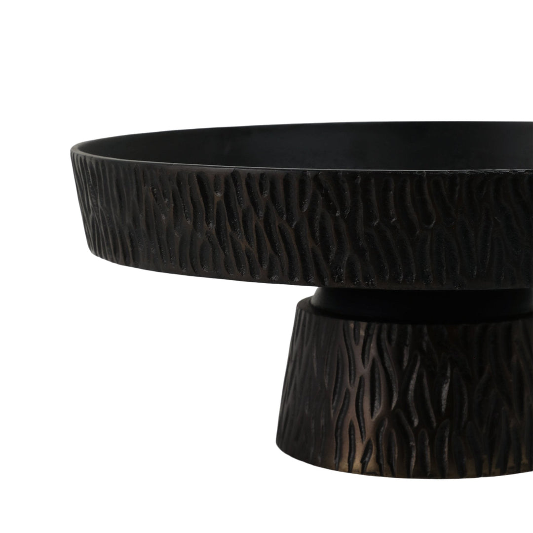 14" Cali Metal Pedestal Tray, Black