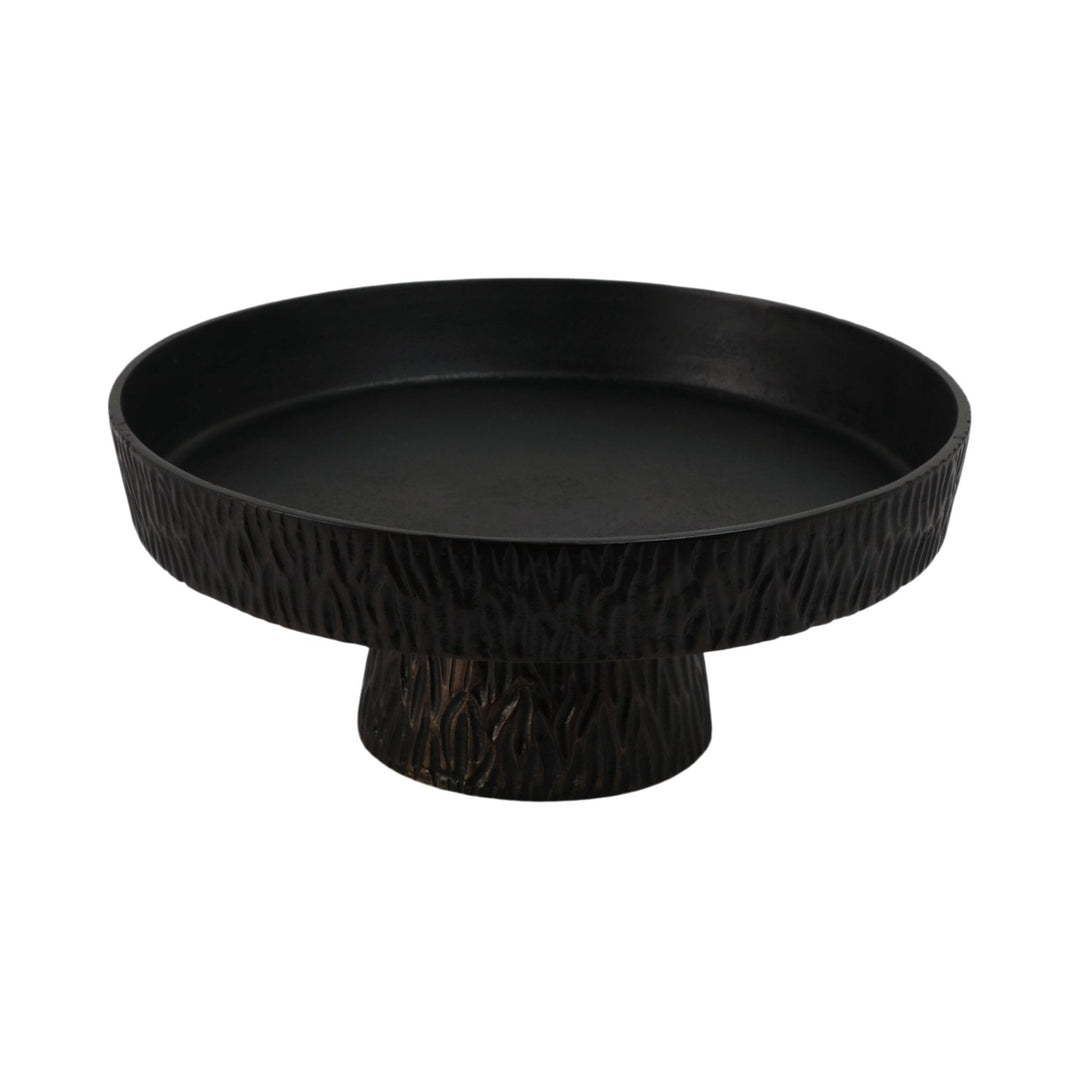 14" Cali Metal Pedestal Tray, Black