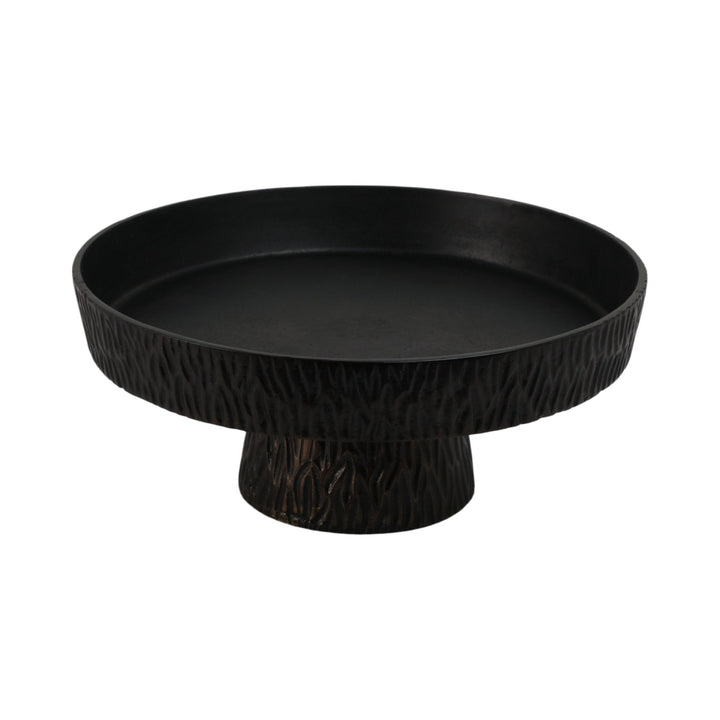 14" Cali Metal Pedestal Tray, Black
