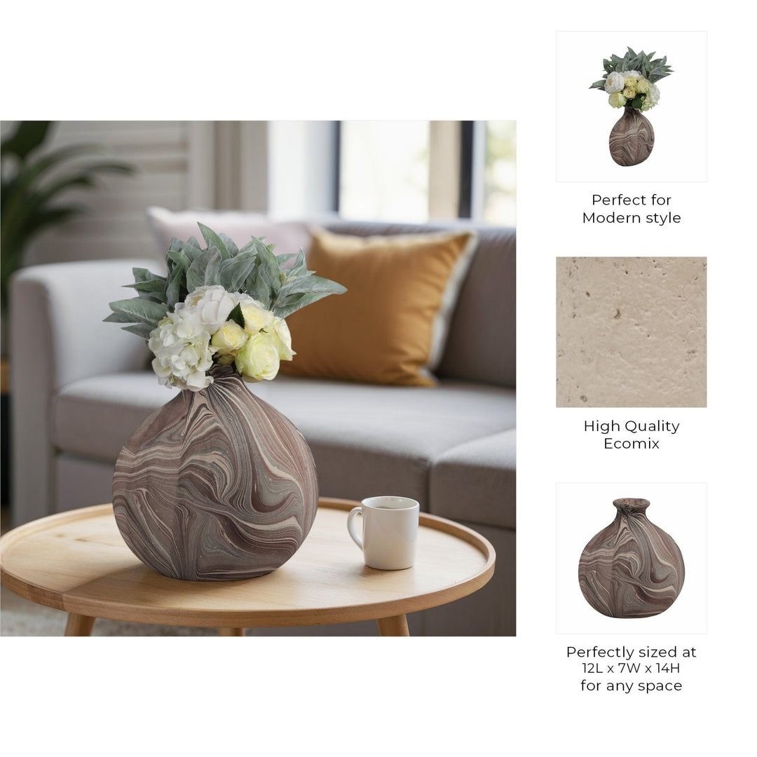 14" CARRANA MEDIUM BROWN ECOMIX VASE