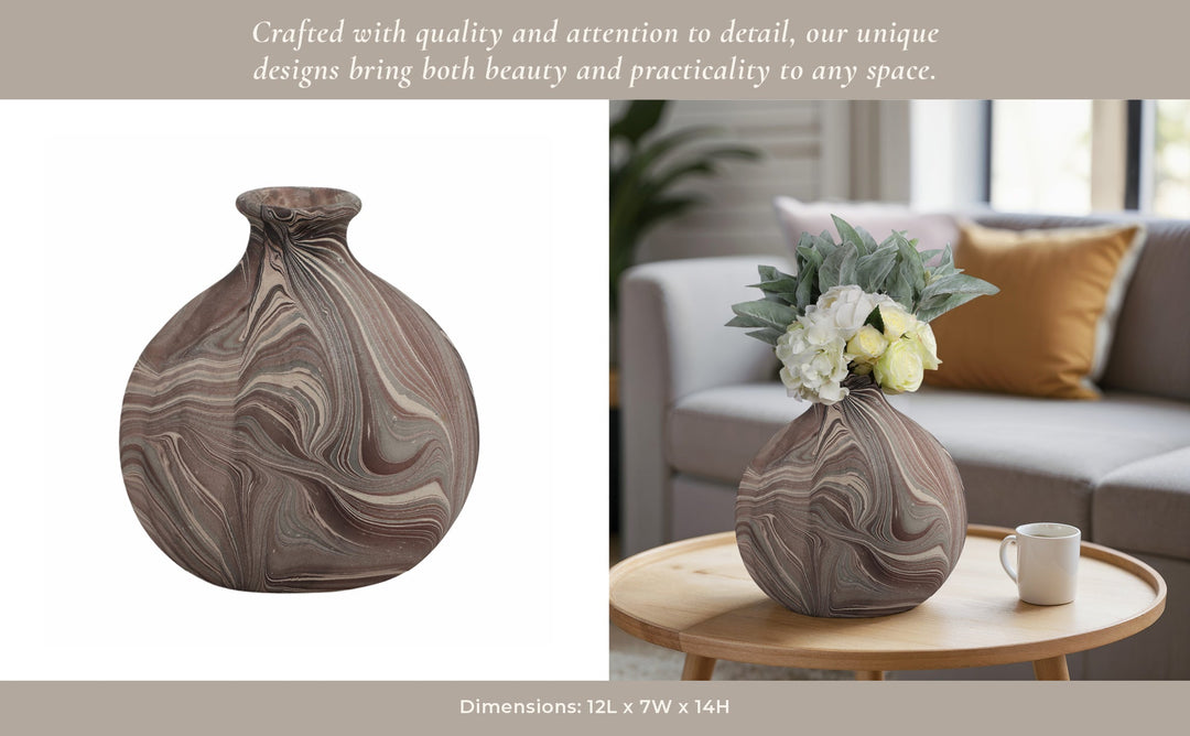 14" CARRANA MEDIUM BROWN ECOMIX VASE