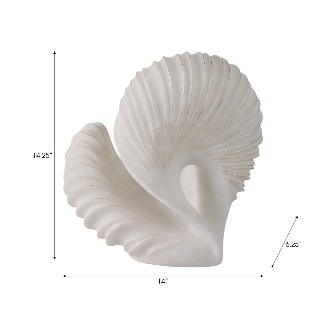 14" EVANSTON QUARTZ RESIN SHELL STATUARY, WHITE