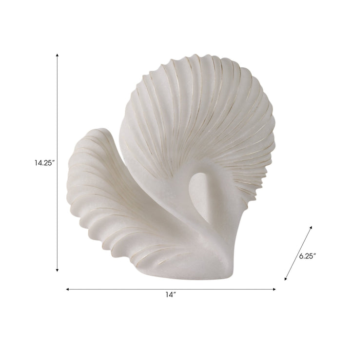 14" EVANSTON QUARTZ RESIN SHELL STATUARY, WHITE