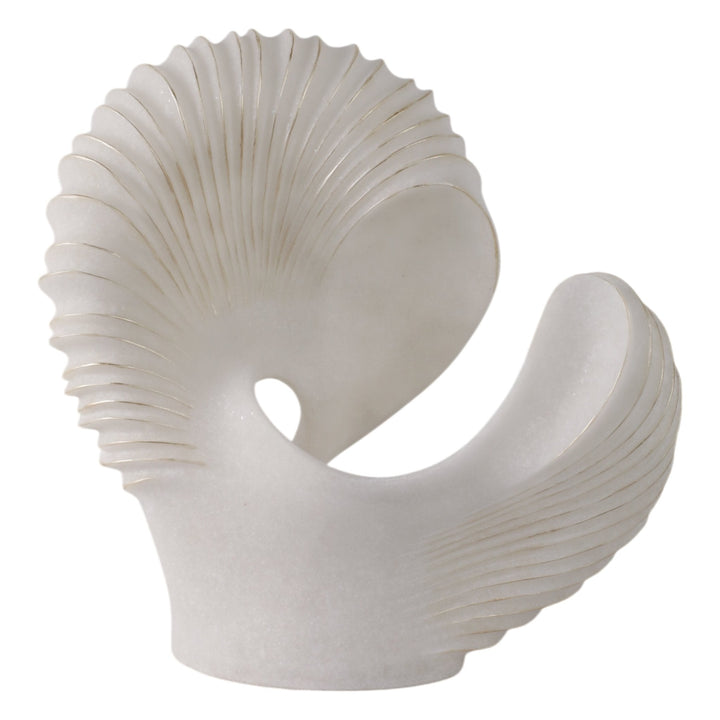14" EVANSTON QUARTZ RESIN SHELL STATUARY, WHITE