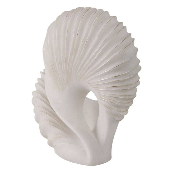 14" EVANSTON QUARTZ RESIN SHELL STATUARY, WHITE