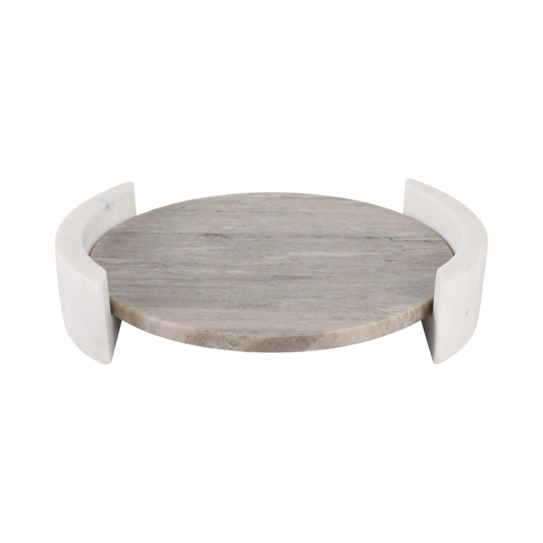 14" HARDING MARBLE TRAY, TAN
