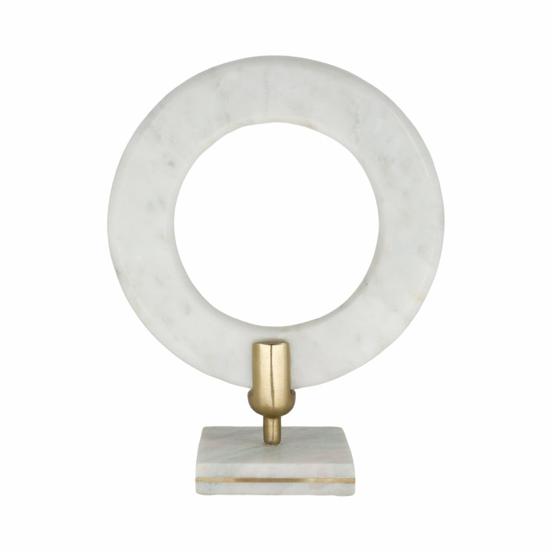 14" SALINA MARBLE RING STATUARY, WHITE