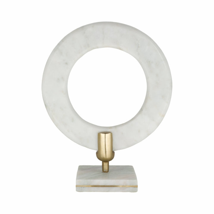 14" SALINA MARBLE RING STATUARY, WHITE