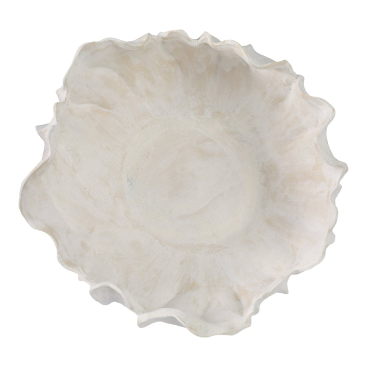 14" SPADENA SHORT PORCELAIN BOWL, IVORY