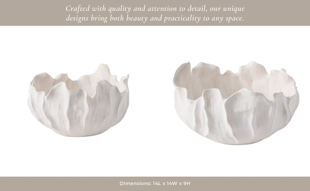 14" SPADENA SHORT PORCELAIN BOWL, IVORY