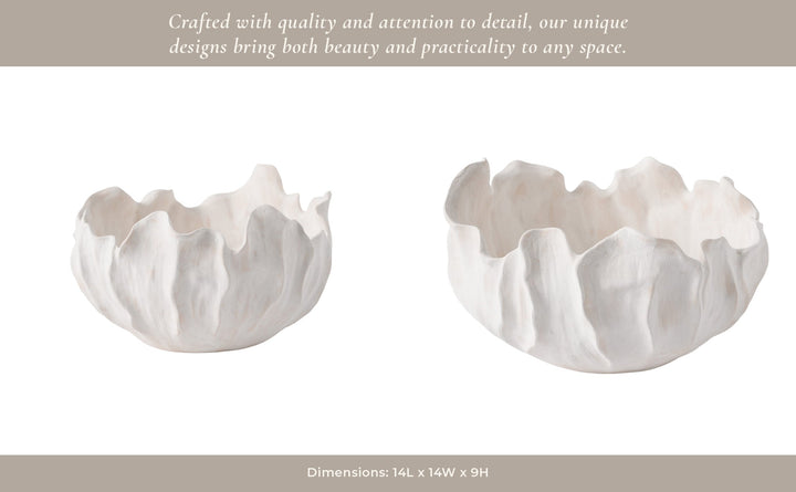 14" SPADENA SHORT PORCELAIN BOWL, IVORY