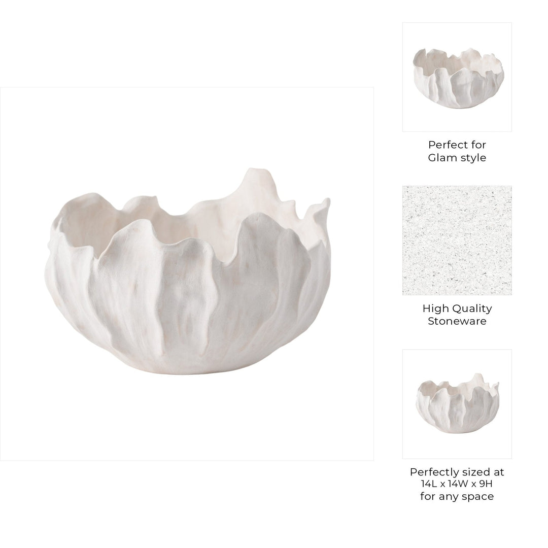 14" SPADENA SHORT PORCELAIN BOWL, IVORY