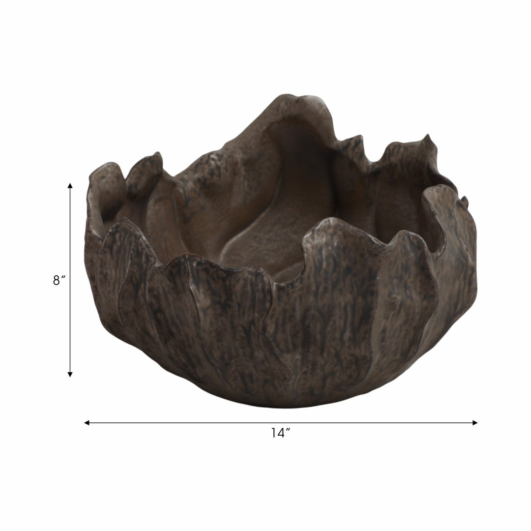 14" ZALDANA SHORT PORCELAIN BOWL, RUST