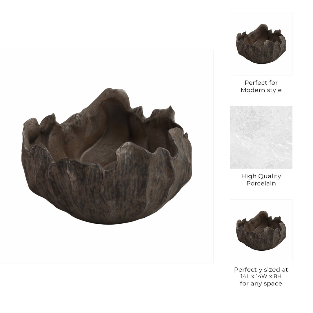14" ZALDANA SHORT PORCELAIN BOWL, RUST