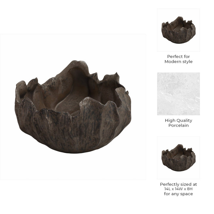 14" ZALDANA SHORT PORCELAIN BOWL, RUST
