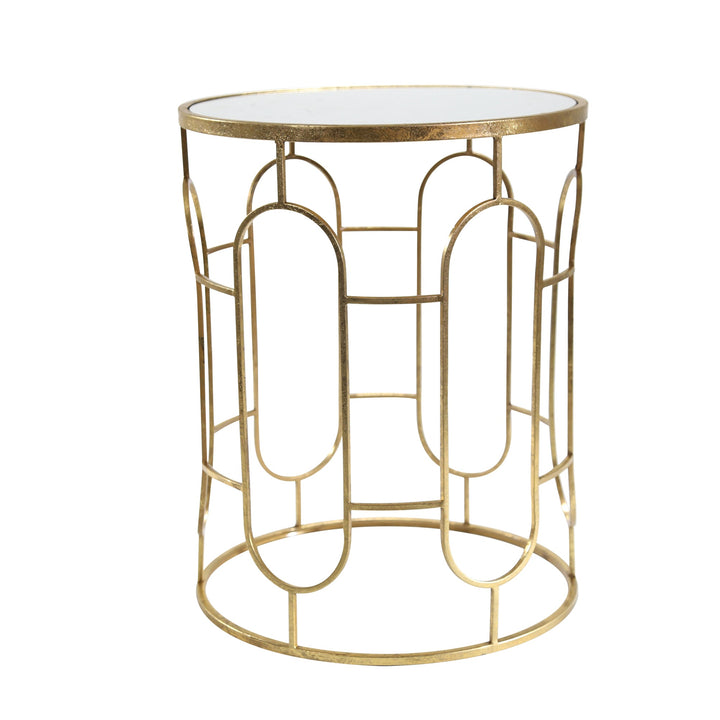 S/2 MIRRORED ROUND ACCENT TABLES 24/20" GOLD
