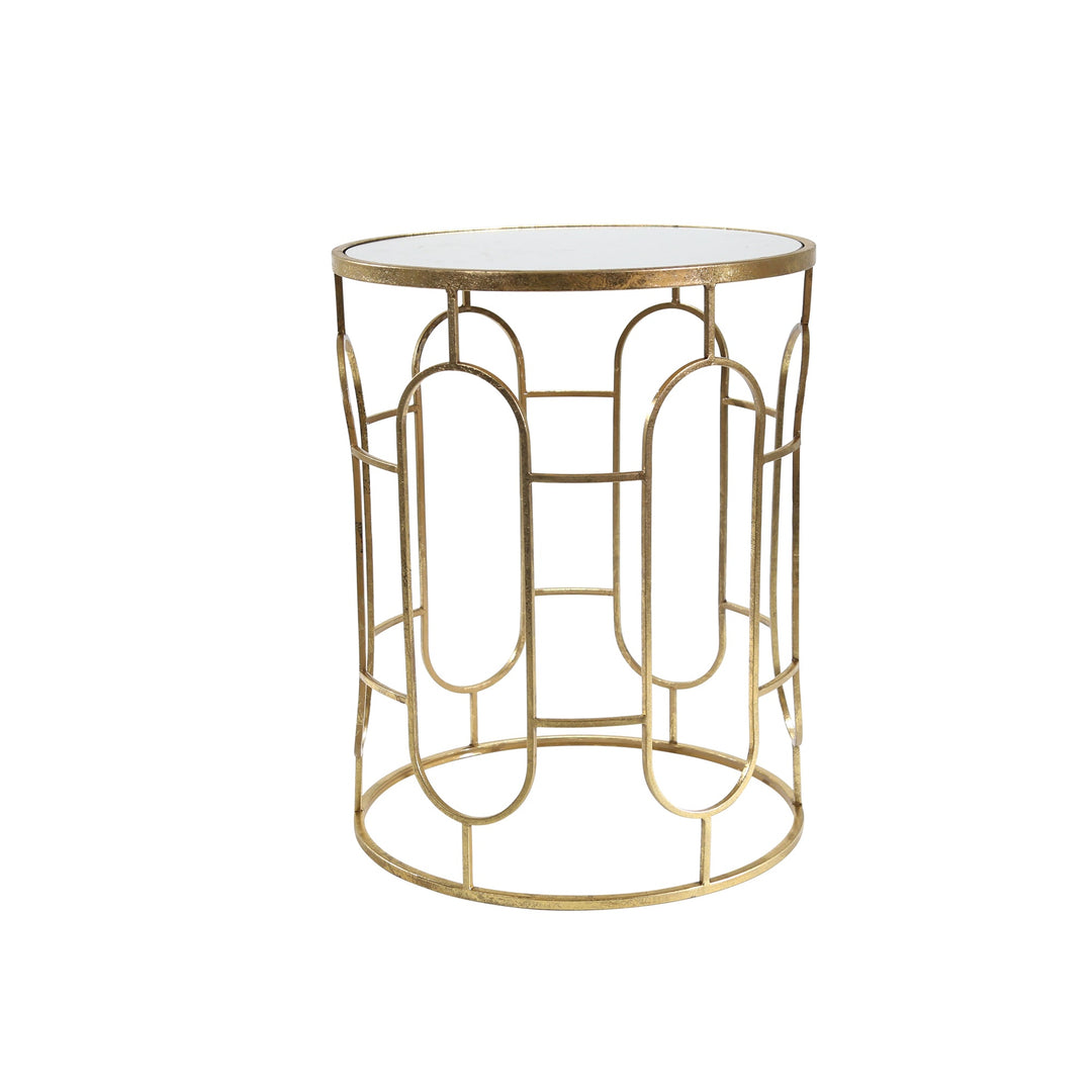 S/2 MIRRORED ROUND ACCENT TABLES 24/20" GOLD