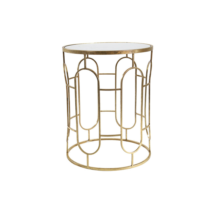 S/2 MIRRORED ROUND ACCENT TABLES 24/20" GOLD