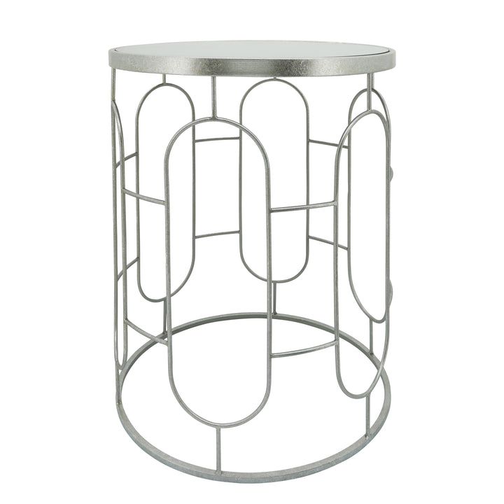 S/2 MIRRORED ROUND ACCENT TABLES 24/20" SILVER