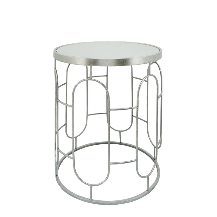 S/2 MIRRORED ROUND ACCENT TABLES 24/20" SILVER