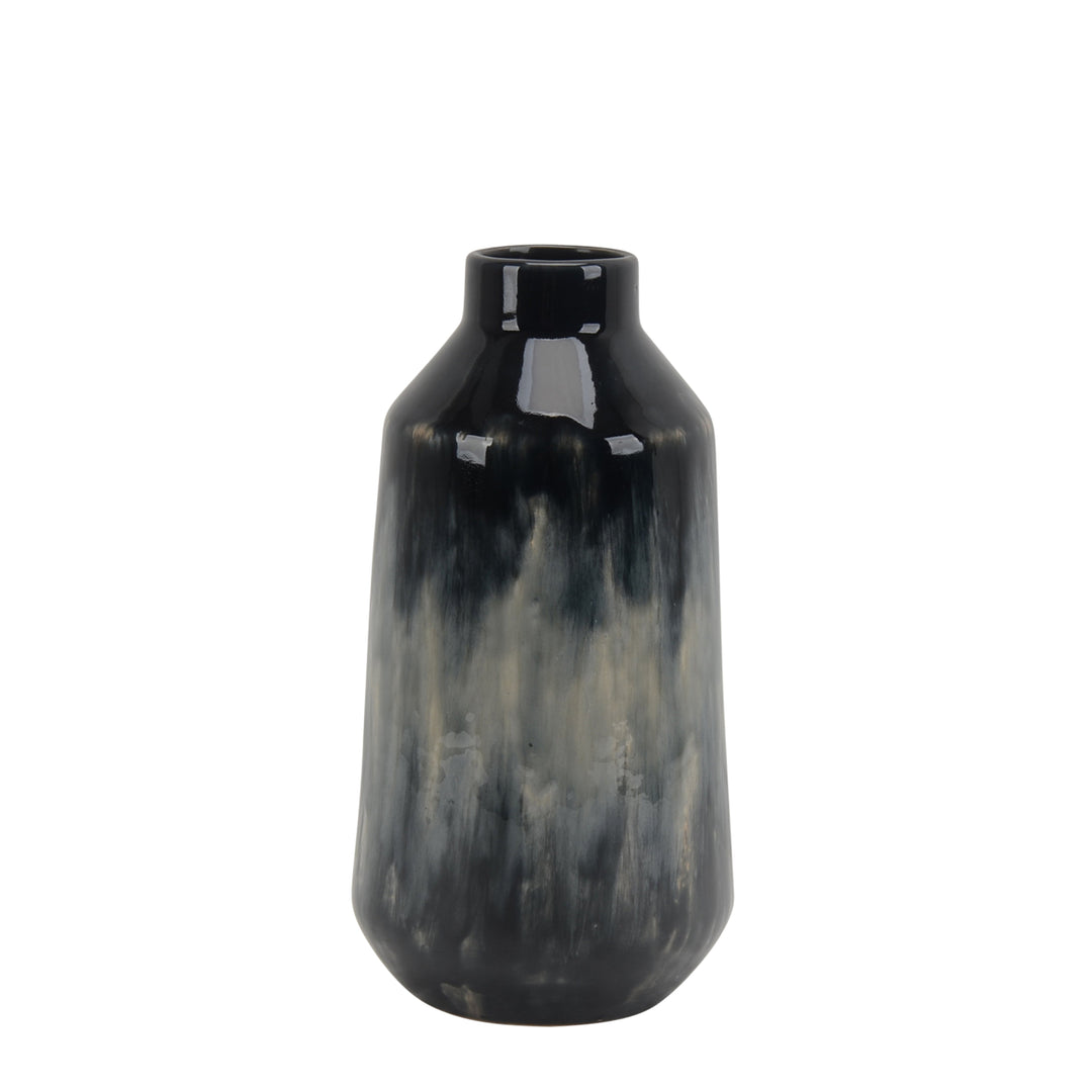 CERAMIC 15.5" VASE, BLACK/BLUEMIX