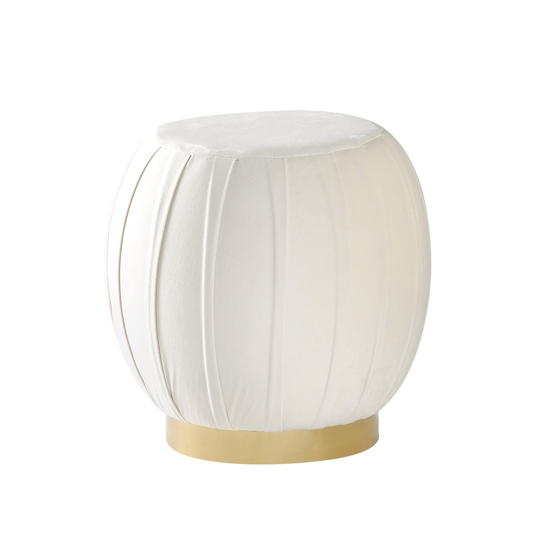 PLEATED 18 VELVETEEN OTTOMAN CREAM