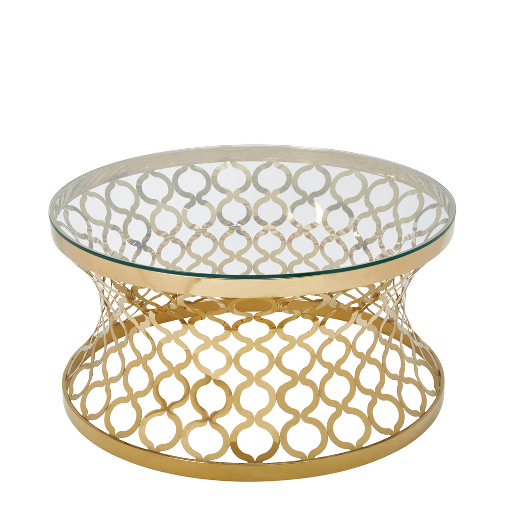 METAL / GLASS 36 X 18" GEOMETRIC CUT COFFEE TABLE,