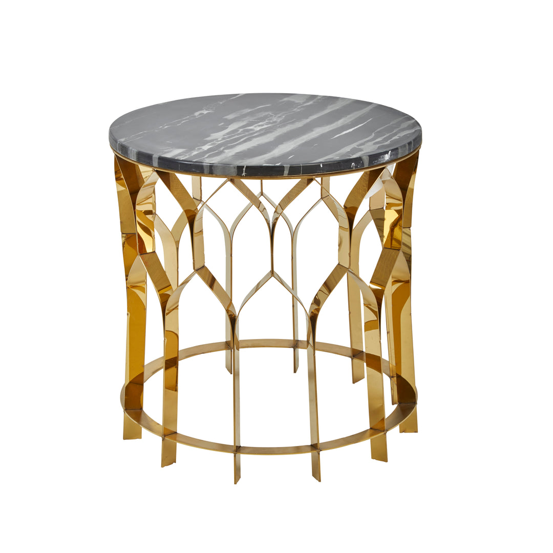 METAL/MARBLE 20" ARCH SIDE TABLE, GOLD