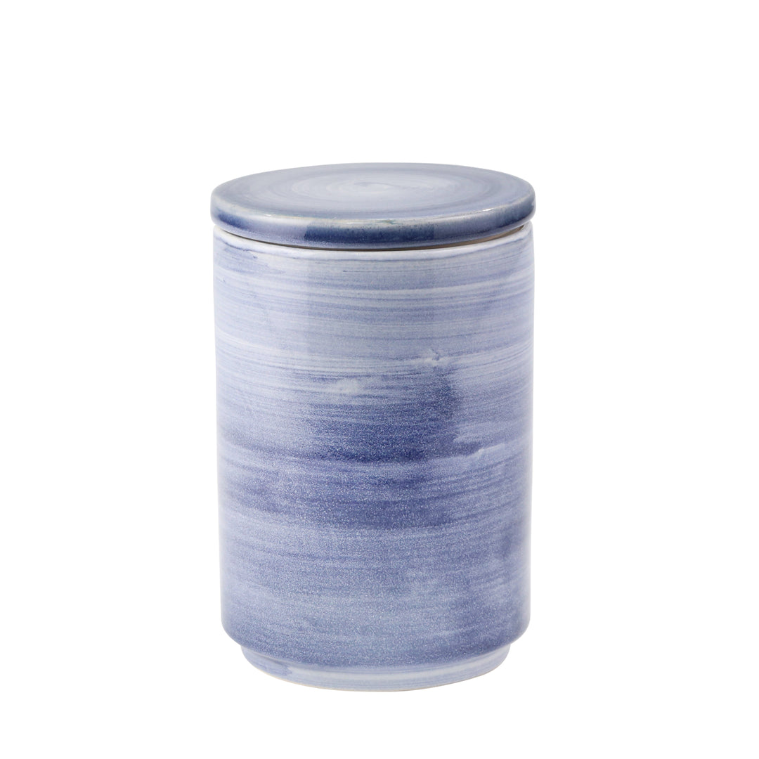 CERAMIC 8" COVERED JAR, BLUE