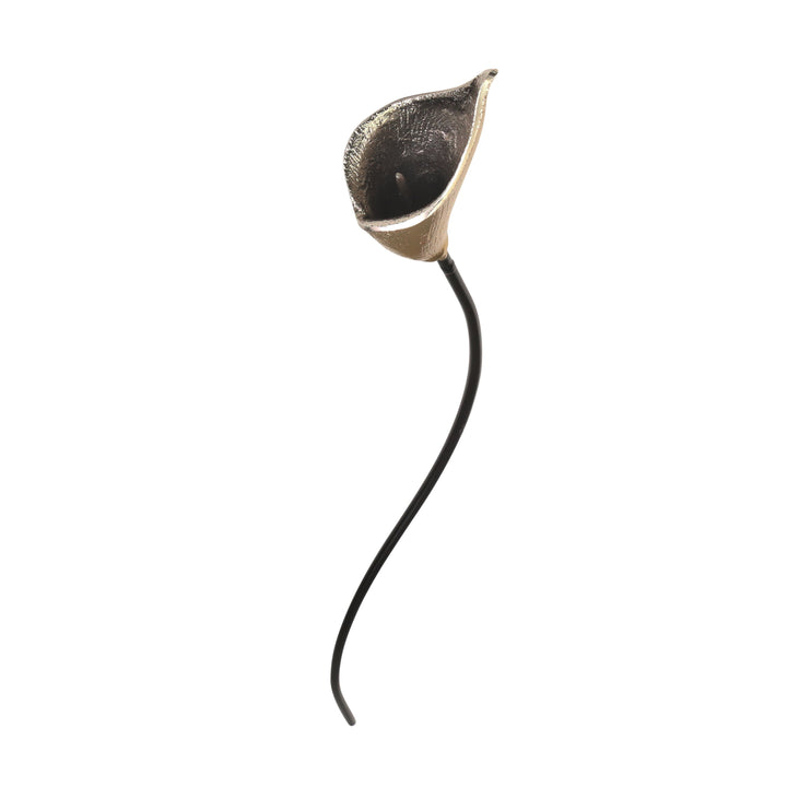 ALUMINIUM 26" CALLA LILY FLOWER W/IRON STEM , GOLD