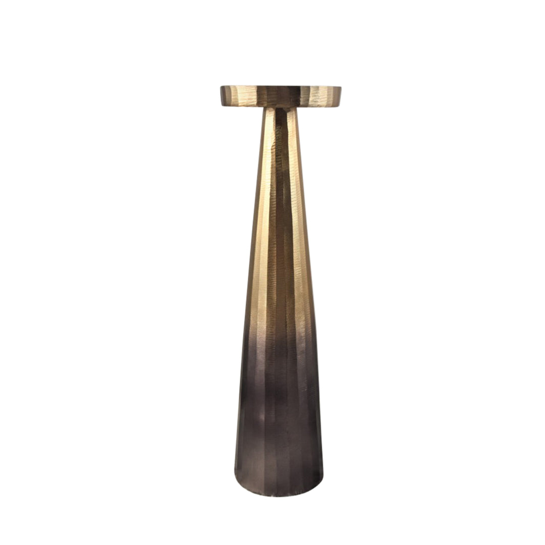 ALUMINUM 19" PILLAR HOLDER, OMBRE GOLD/BROWN