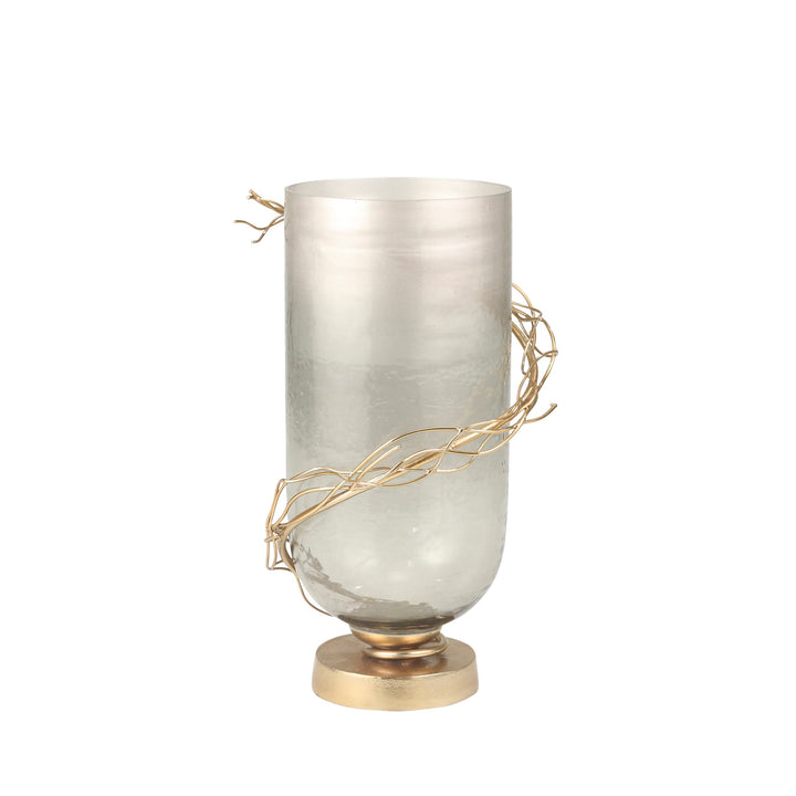 GLASS 14" WIRE WRAP VASE, GOLD